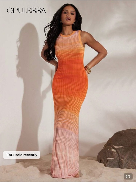 SHEIN Dresses & Skirts - SHEIN Orange to Pink Ombre Sleeveless Maxi Dress